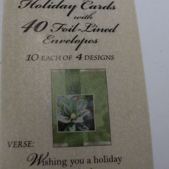 Artis Vintage  Christmas Cards 40 Premium Holiday Cards Blue Green Floral Foil - Picture 5 of 11